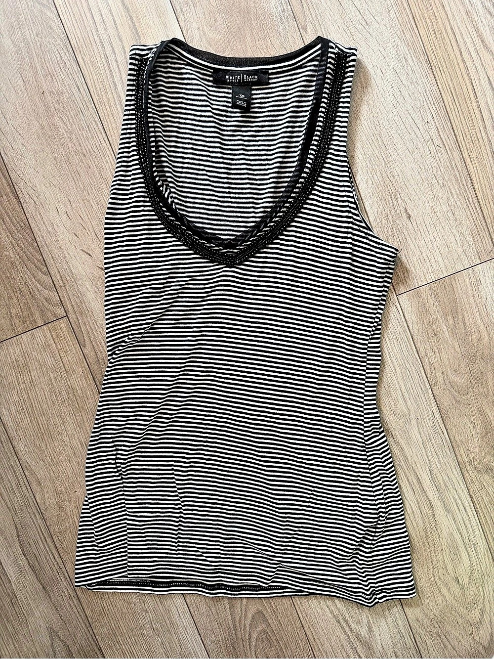 White House Black Market Striped Tank Top in Black & White Size XS Like New